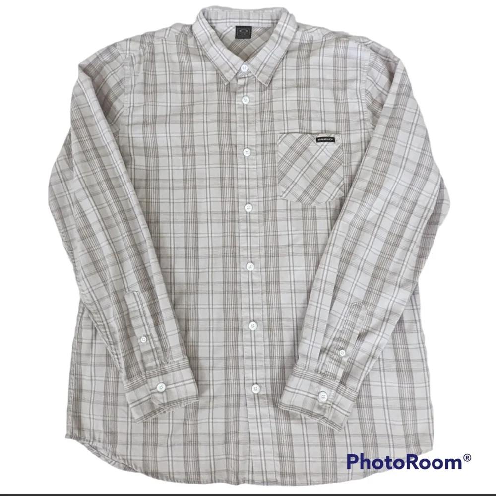 Oakley Shirt Mens Sz L Gray Button Up Long Sleeve Chest Pocket Dress Shirt - Picture 6 of 11